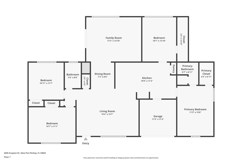 1,980/Mo, 4045 Grayton Dr New Port Richey, FL 34652 Floor Plan View