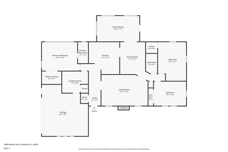 2,030/Mo, 7606 Mather Rd N Lakeland, FL 33810 Floor Plan View