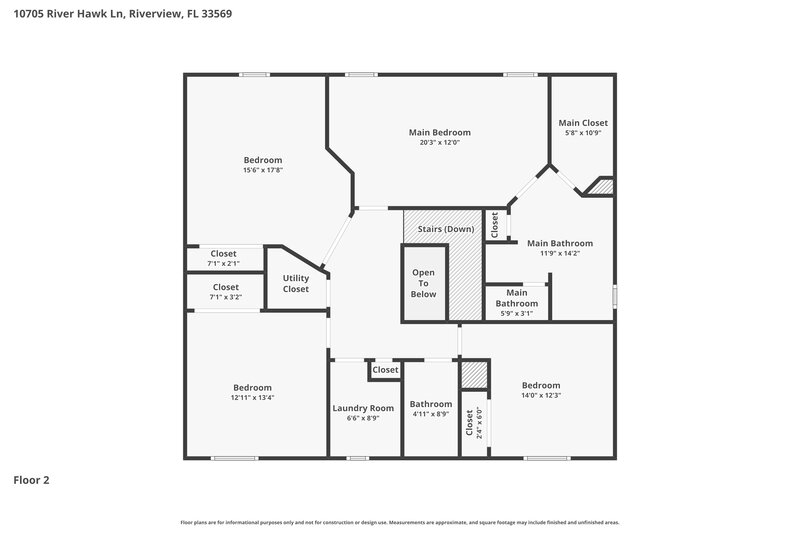 2,725/Mo, 10705 River Hawk Ln Riverview, FL 33569 Floor Plan View 2