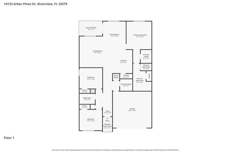 2,310/Mo, 14133 Arbor Pines Dr Riverview, FL 33579 Floor Plan View
