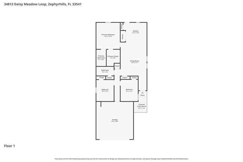 1,795/Mo, 34812 Daisy Meadow Loop Zephyrhills, FL 33541 Floor Plan View