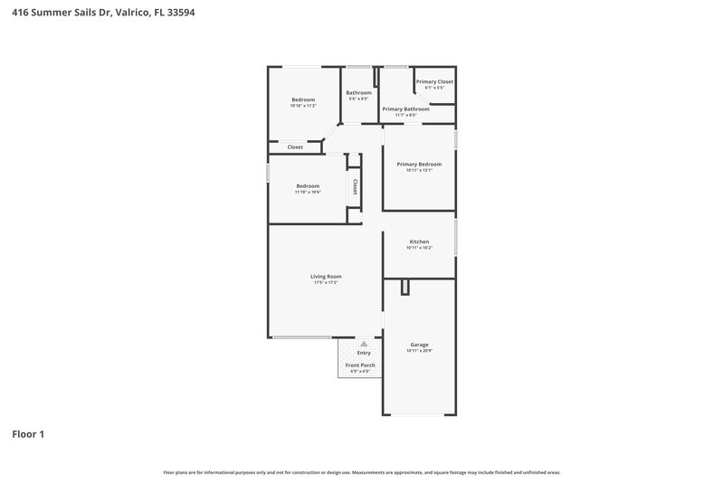 2,040/Mo, 416 Summer Sails Dr Valrico, FL 33594 Floor Plan View