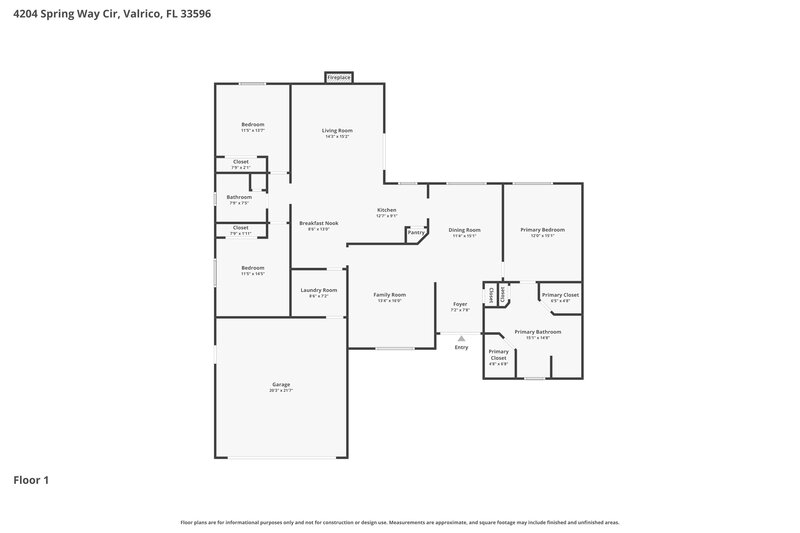 2,465/Mo, 4204 Spring Way Cir Valrico, FL 33596 Floor Plan View