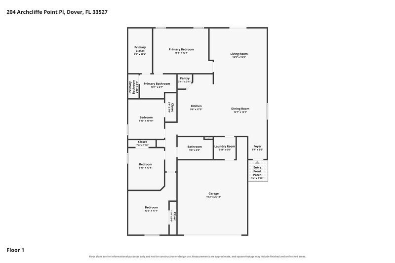2,510/Mo, 204 Archcliffe Point Pl Dover, FL 33527 Floor Plan View