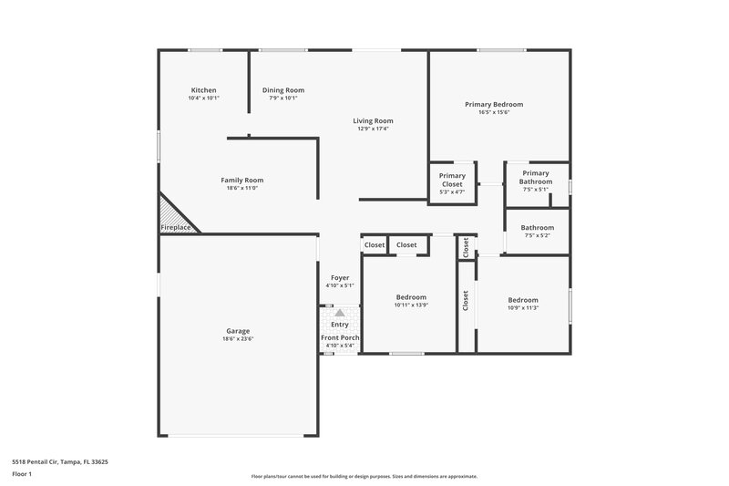 2,450/Mo, 5518 Pentail Cir Tampa, FL 33625 Floor Plan View