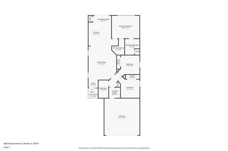 1,865/Mo, 809 College Chase Dr Ruskin, FL 33570 Floor Plan View