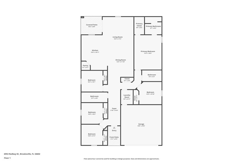 1,945/Mo, 6953 Redbay Dr Brooksville, FL 34602 Floor Plan View