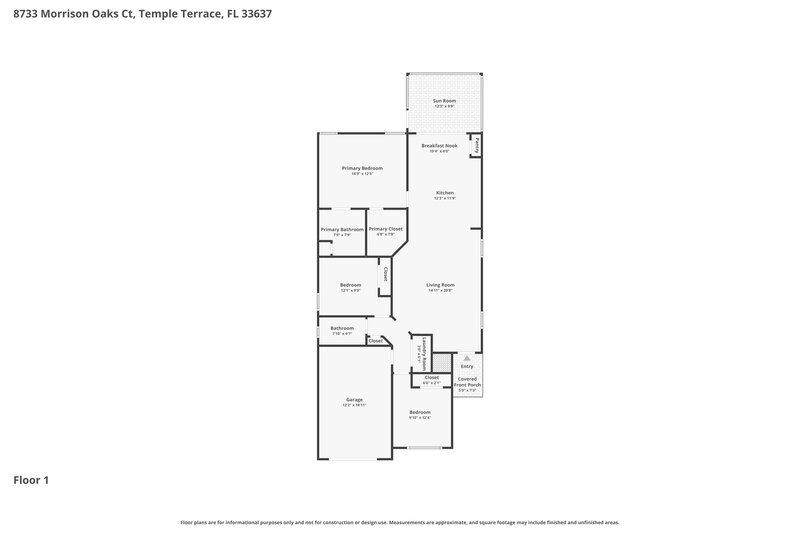 2,090/Mo, 8733 Morrison Oaks Ct Temple Terrace, FL 33637 Floor Plan View