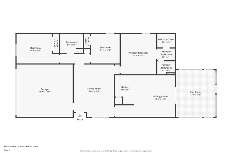 2,240/Mo, 13517 Padron Ct Riverview, FL 33579 Floor Plan View