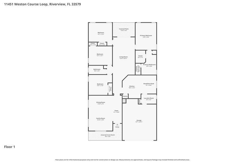 2,535/Mo, 11451 Weston Course Loop Riverview, FL 33579 Floor Plan View
