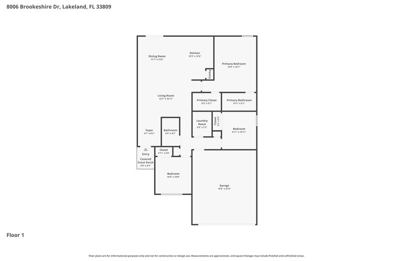 1,950/Mo, 8006 Brookeshire Dr Lakeland, FL 33809 Floor Plan View