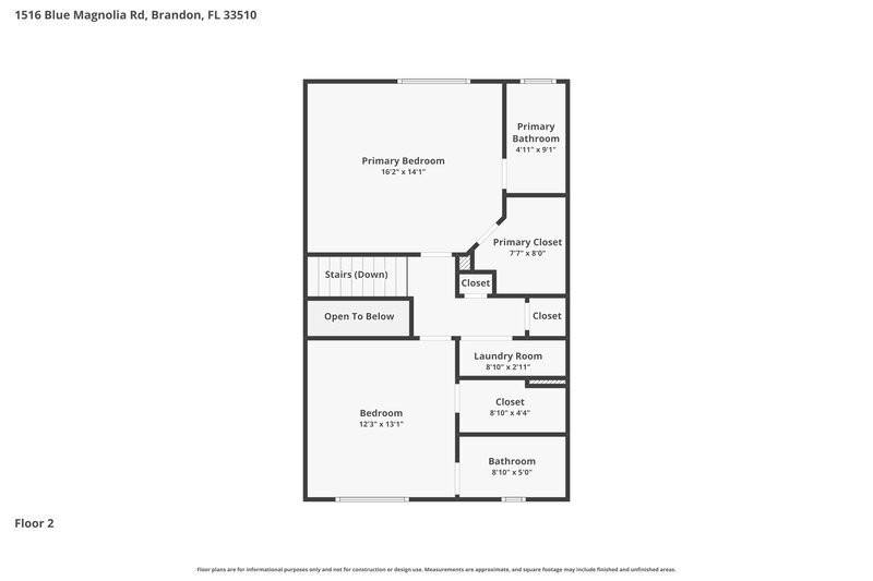 2,275/Mo, 1516 Blue Magnolia Rd Brandon, FL 33510 Floor Plan View 2