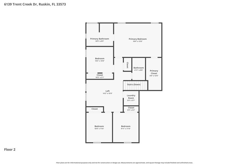 2,575/Mo, 6139 Trent Creek Dr Ruskin, FL 33573 Floor Plan View 2