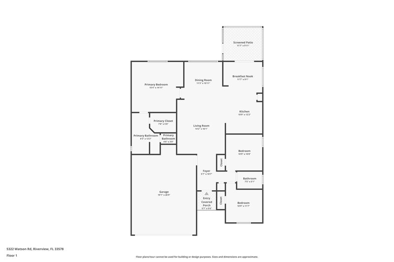 2,105/Mo, 5322 Watson Rd Riverview, FL 33578 Floor Plan View