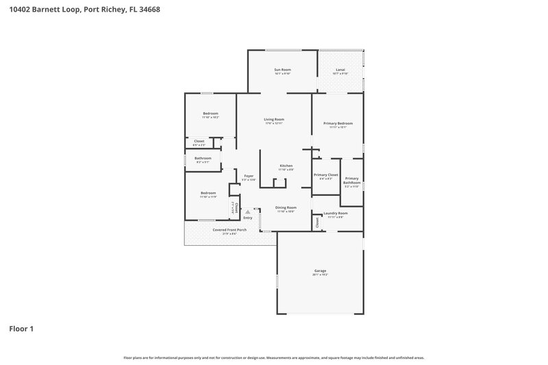 1,975/Mo, 10402 Barnett Loop Port Richey, FL 34668 Floor Plan View