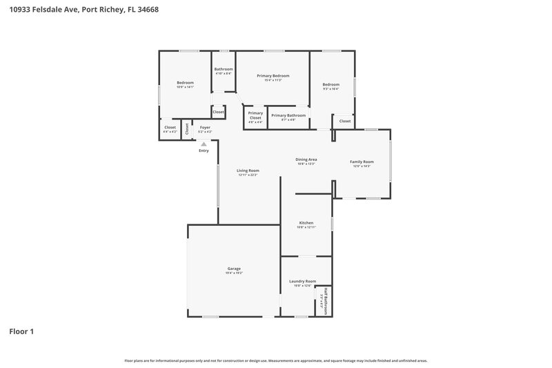 1,940/Mo, 10933 Felsdale Ave Port Richey, FL 34668 Floor Plan View