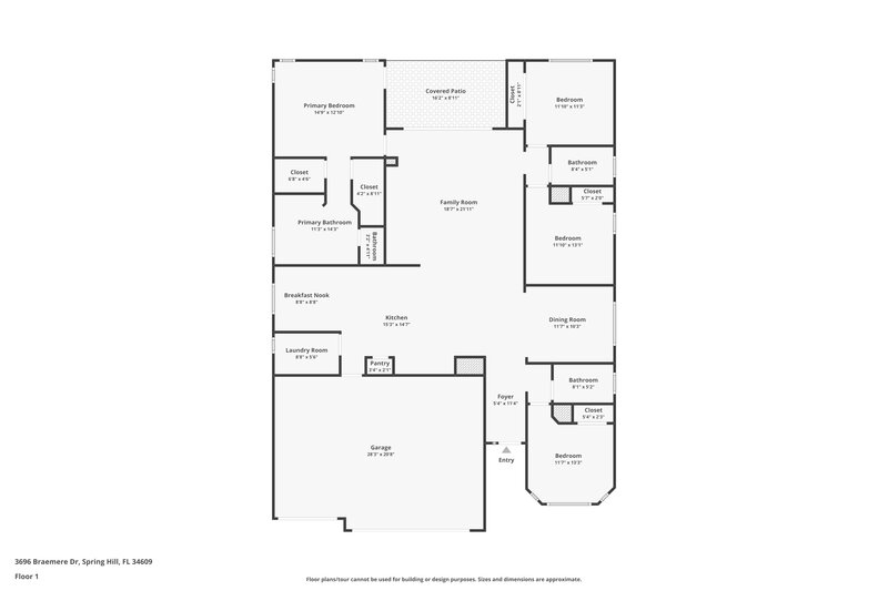 2,205/Mo, 3696 Braemere Dr Spring Hill, FL 34609 Floor Plan View