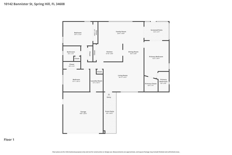 1,890/Mo, 10142 Bannister St Spring Hill, FL 34608 Floor Plan View