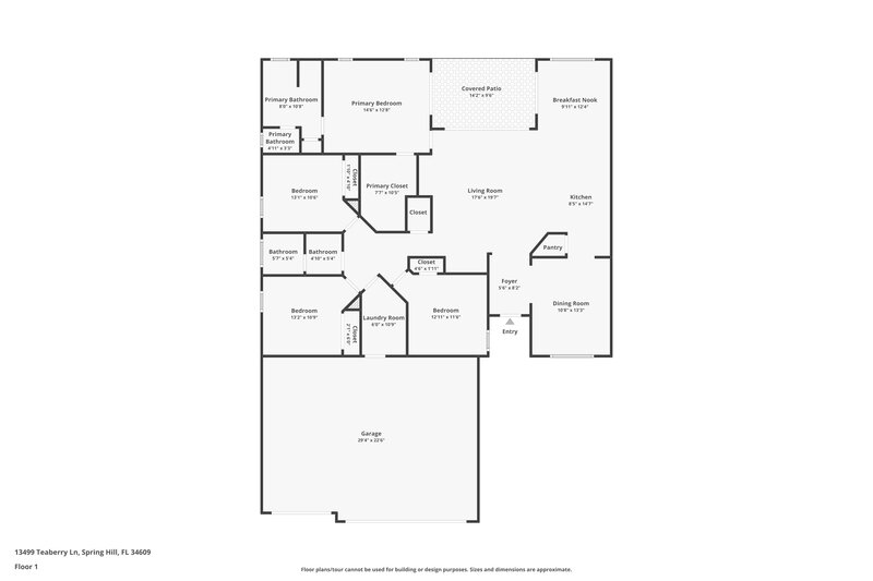 1,875/Mo, 13499 Teaberry Ln Spring Hill, FL 34609 Floor Plan View