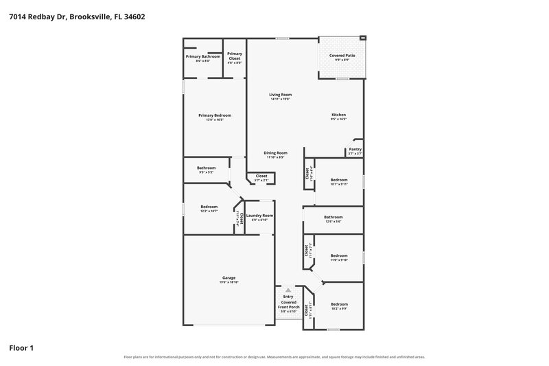 2,470/Mo, 7014 Redbay Dr Brooksville, FL 34602 Floor Plan View
