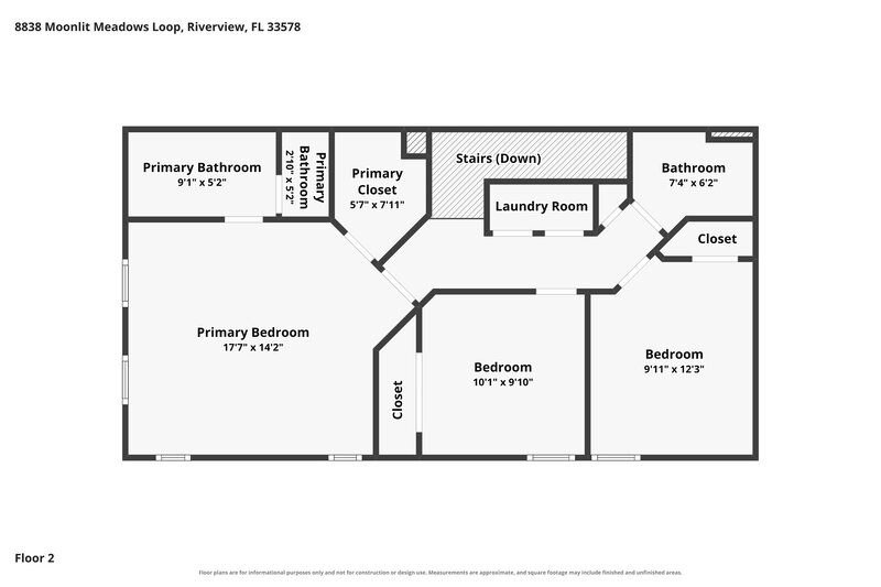 2,150/Mo, 8838 Moonlit Meadows Loop Riverview, FL 33578 Floor Plan View 2