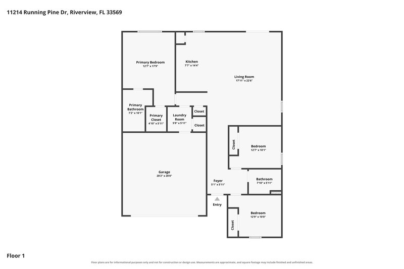 0/Mo, 11214 Running Pine Dr Riverview, FL 33569 Floor Plan View