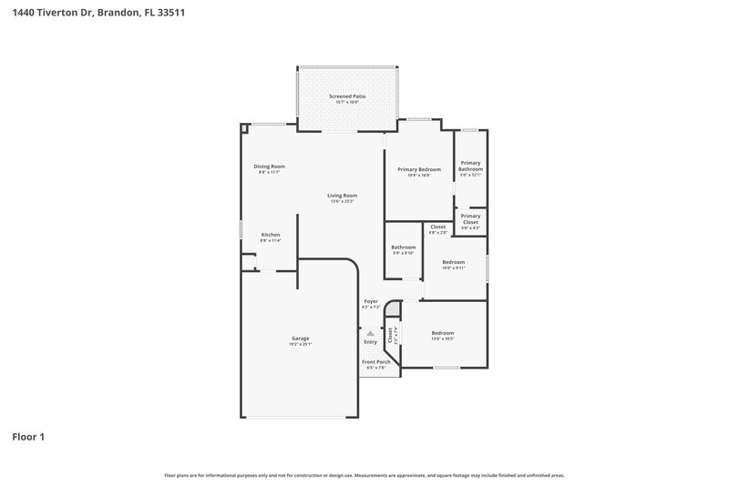 2,130/Mo, 1440 Tiverton Dr Brandon, FL 33511 Floor Plan View