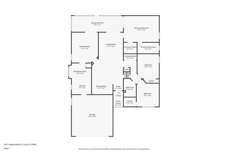 1,905/Mo, 1621 Coppersmith Ct Lutz, FL 33559 Floor Plan View