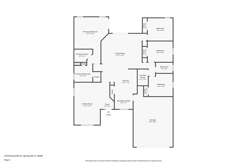 2,050/Mo, 13210 Haverhill Dr Spring Hill, FL 34609 Floor Plan View