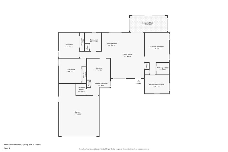 1,725/Mo, 3352 Bluestone Ave Spring Hill, FL 34609 Floor Plan View