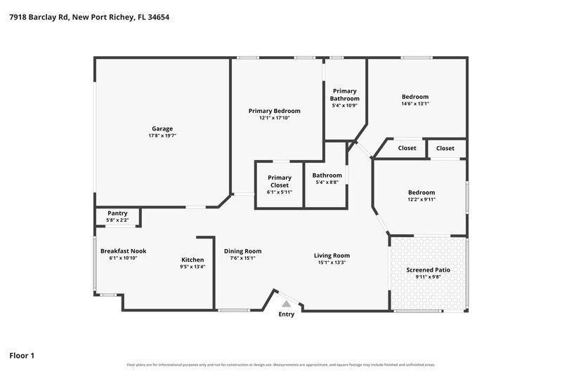 1,935/Mo, 7918 Barclay Rd New Port Richey, FL 34654 Floor Plan View
