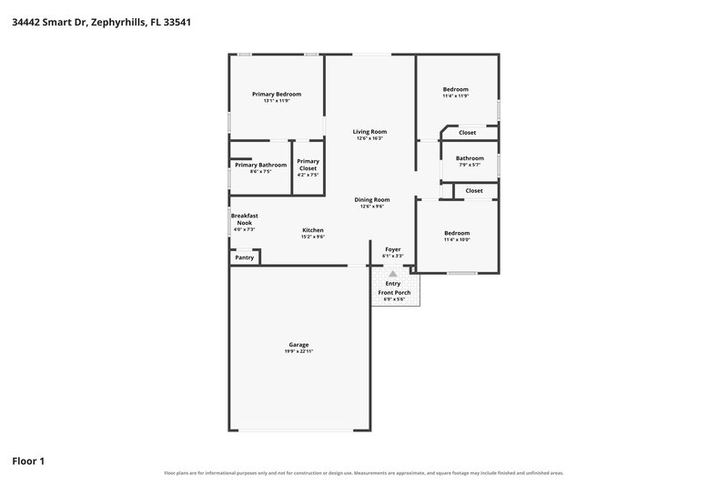 1,830/Mo, 34442 Smart Dr Zephyrhills, FL 33541 Floorplan View