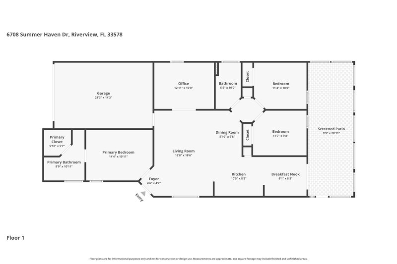 1,995/Mo, 6708 Summer Haven Dr Riverview, FL 33578 Floor Plan View