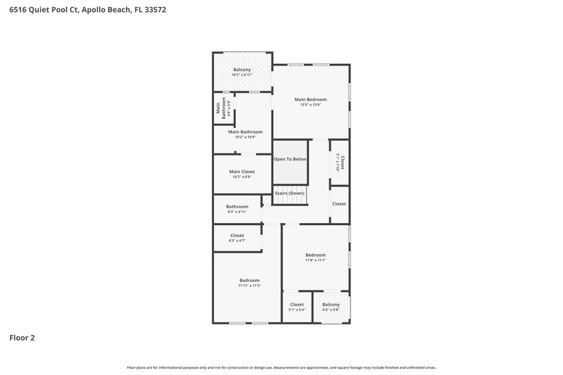 1,950/Mo, 6516 Quiet Pool Ct Apollo Beach, FL 33572 Floor Plan View 2