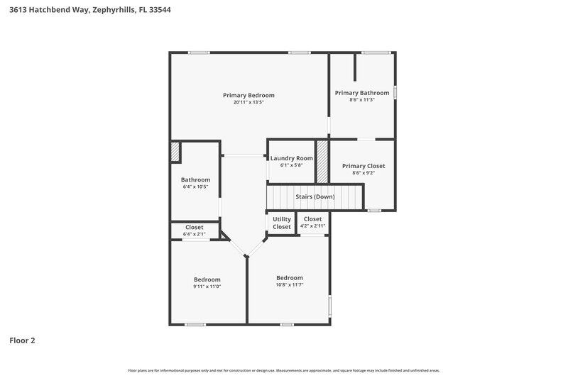 2,360/Mo, 3613 Hatchbend Way Wesley Chapel, FL 33544 Floor Plan View 2
