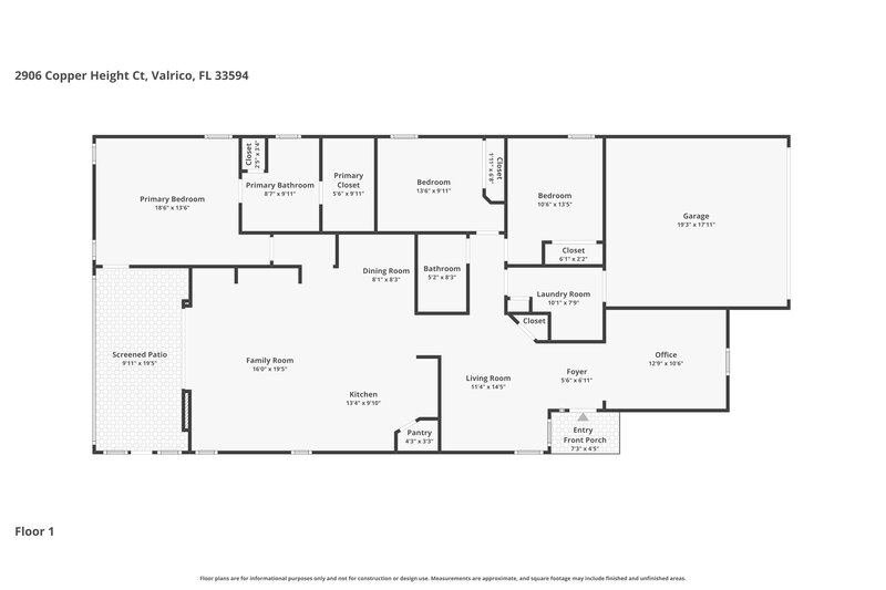 2,160/Mo, 2906 Copper Height Ct Valrico, FL 33594 Floor Plan View
