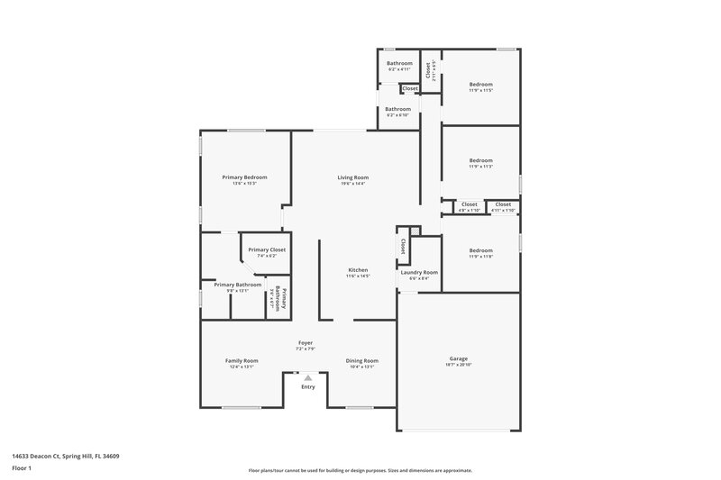 1,860/Mo, 14633 Deacon Ct Spring Hill, FL 34609 Floor Plan View