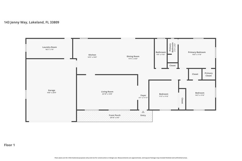 2,180/Mo, 143 Jenny Way Lakeland, FL 33809 Floor Plan View