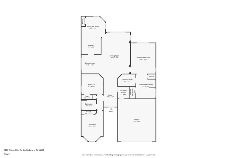 2,290/Mo, 5228 Clover Mist Dr Apollo Beach, FL 33572 Floor Plan View