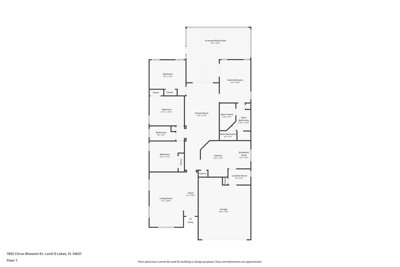 2,290/Mo, 7602 Citrus Blossom Dr Land O' Lakes, FL 34637 Floor Plan View