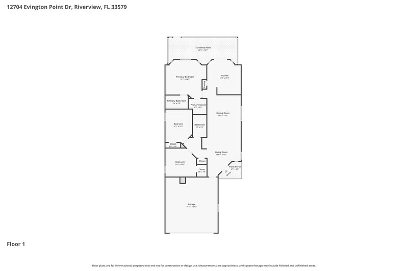 1,970/Mo, 12704 Evington Point Dr Riverview, FL 33579 Floor Plan View
