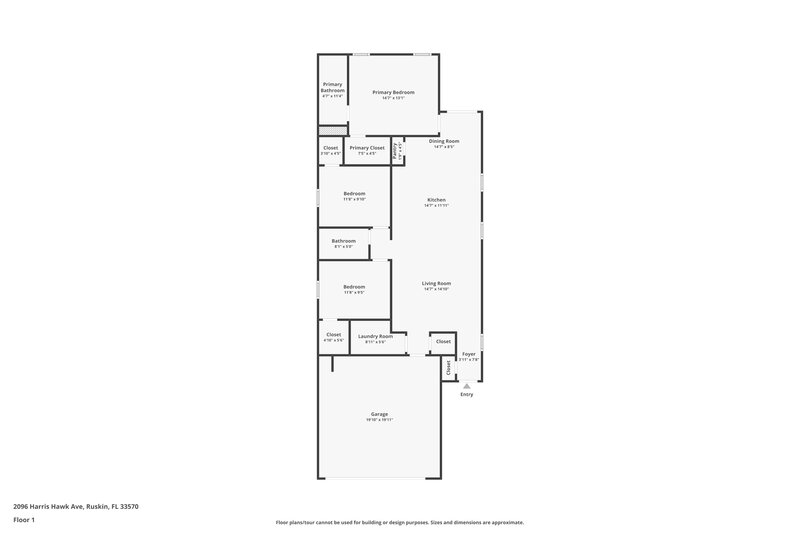 1,930/Mo, 2096 Harris Hawk Ave Ruskin, FL 33570 Floor Plan View