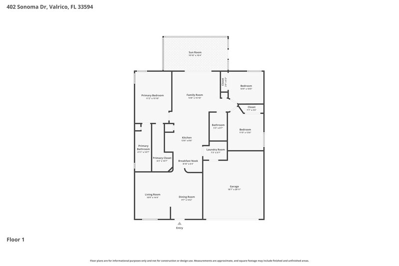 2,030/Mo, 402 Sonoma Dr Valrico, FL 33594 Floor Plan View