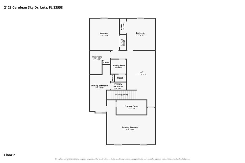2,550/Mo, 2123 Cerulean Sky Dr Lutz, FL 33558 Floor Plan View 2