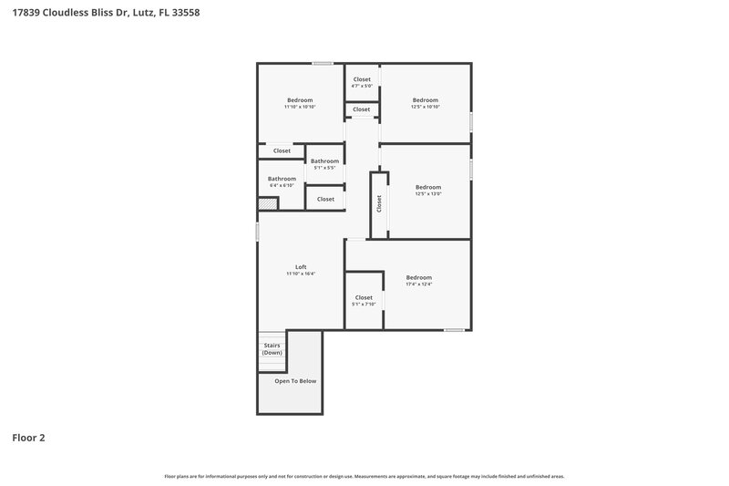 2,675/Mo, 17839 Cloudless Bliss Dr Lutz, FL 33558 Floor Plan View 2