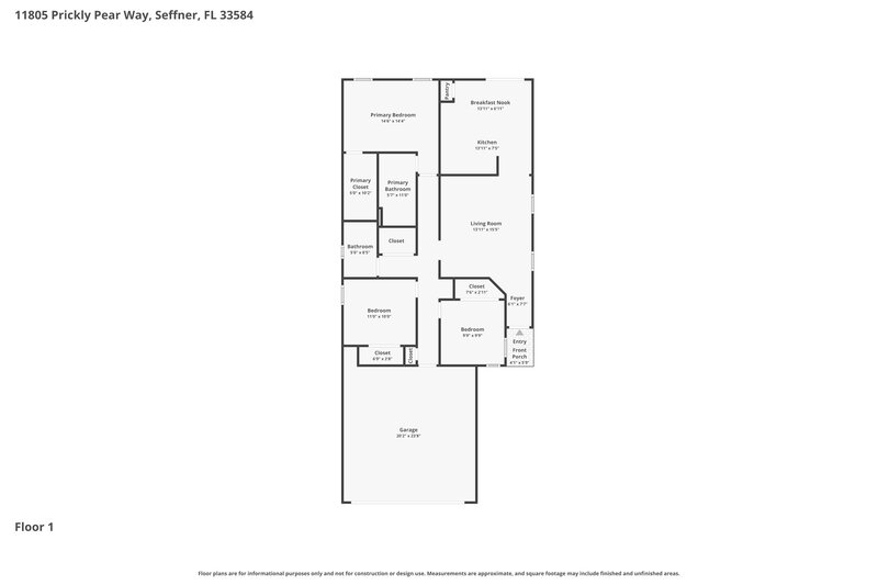 2,035/Mo, 11805 Prickly Pear Way Seffner, FL 33584 Floor Plan View