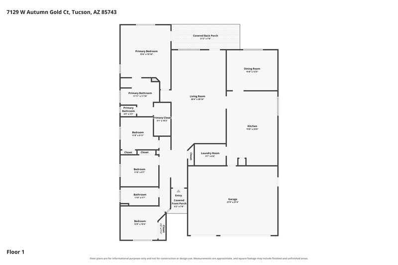 2,310/Mo, 7129 W Autumn Gold Ct Tucson, AZ 85743 Floor Plan View