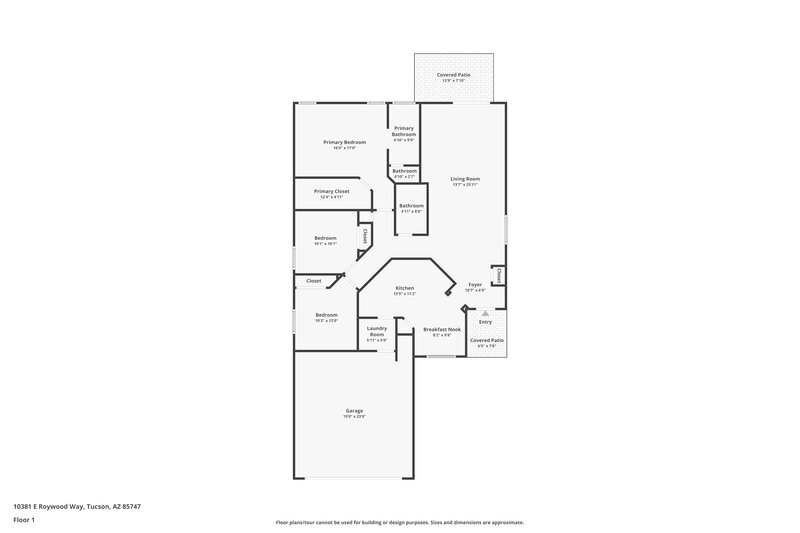 1,695/Mo, 10381 E Roywood Way Tucson, AZ 85747 Floor Plan View