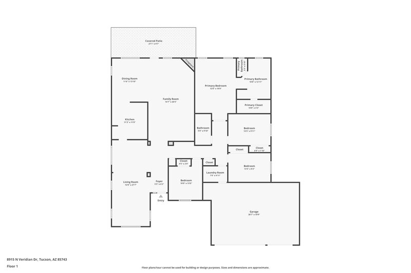 2,205/Mo, 8915 N Veridian Dr Tucson, AZ 85743 Floor Plan View