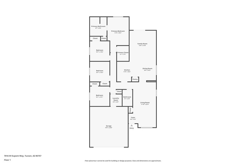 1,600/Mo, 7016 W DuPont Way Tucson, AZ 85757 Floor Plan View